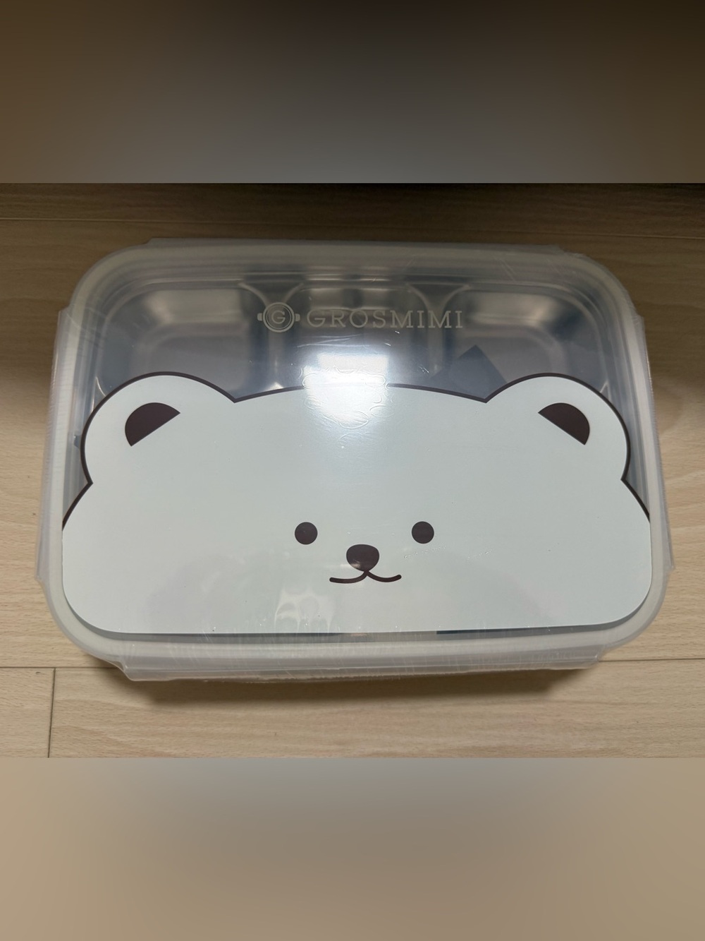 Grosmimi White Cute Bear stainless steel kids lunch box
